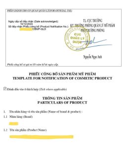 Step-by-step guide to cosmetic registration in Vietnam showing the product notification process with the Ministry of Health
